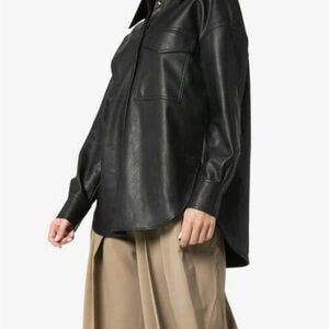 Tibi Faux Leather Oversized Utility Shirt